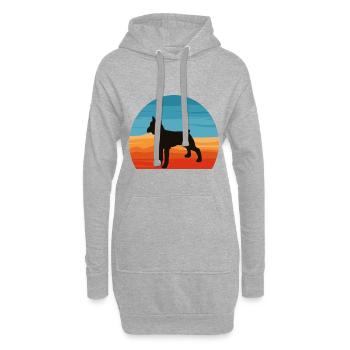 Boxer Hund Silhouette Vintage Sonnenuntergang für Hundeliebhaber - Hoodie-Kleid - Grau meliert - Vorne