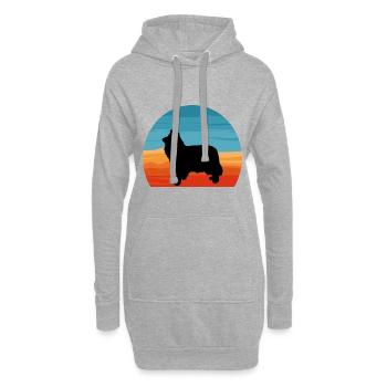 Collie Rough Dog Lover Silhouette Vintage Sunset - Sweat-shirt à capuche long Femme - gris chiné - Devant