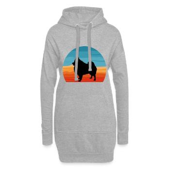 Deutscher Spitz Hundeliebhaber Silhouette Vintage Sonnenuntergang - Hoodie-Kleid - Grau meliert - Vorne