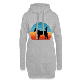 Kishu Ken Hundeliebhaber Silhouette Vintage Sonnenuntergang - Hoodie-Kleid - Grau meliert - Vorne