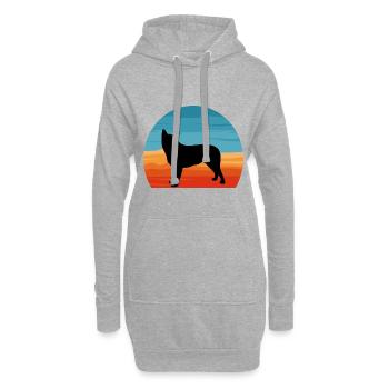 Blue Heeler Dog Lover Silhouette Vintage Sunset - Sweat-shirt à capuche long Femme - gris chiné - Devant