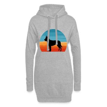 Berger Hollandais Chien Amoureux Silhouette Vintage Coucher de Soleil - Sweat-shirt à capuche long Femme - gris chiné - Devant