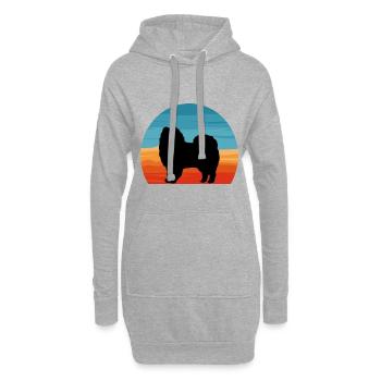American Eskimo Dog Love Silhouette Vintage Sunset - Sweat-shirt à capuche long Femme - gris chiné - Devant