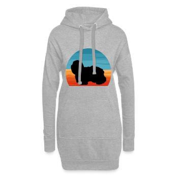 Coton De Tuléar Chien Amour Silhouette Vintage Coucher de Soleil - Sweat-shirt à capuche long Femme - gris chiné - Devant