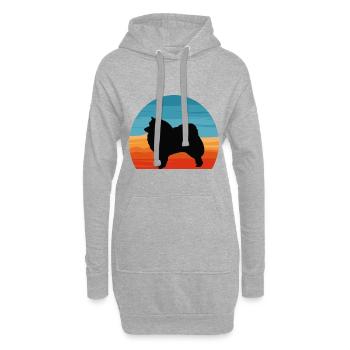 Spitz japonais Dog Lover Silhouette Vintage Sunset - Sweat-shirt à capuche long Femme - gris chiné - Devant