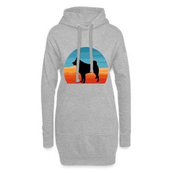 Finnischer Spitz Hundeliebhaber Silhouette Vintage Sonnenuntergang - Hoodie-Kleid - Grau meliert - Vorne