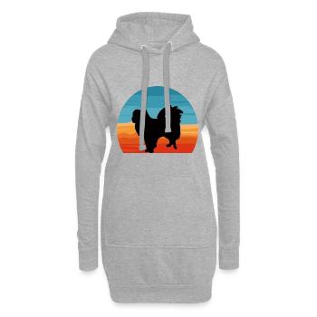 Japanisches Kinn Hundeliebhaber Silhouette Vintage Sonnenuntergang - Hoodie-Kleid - Grau meliert - Vorne
