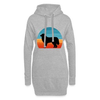 Great Pyrénées Dog Lover Silhouette Vintage Sunset - Sweat-shirt à capuche long Femme - gris chiné - Devant