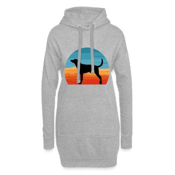 Léopard Chien Chien Amoureux Silhouette Vintage Coucher de Soleil - Sweat-shirt à capuche long Femme - gris chiné - Devant
