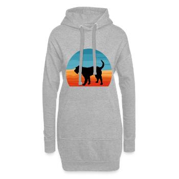 Griffon Nivernais Chien Amour Silhouette Rétro Coucher de Soleil - Sweat-shirt à capuche long Femme - gris chiné - Devant