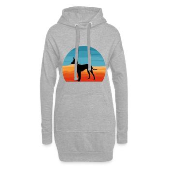 Cirneco Dell Etna Hund Liebe Silhouette Retro Sonnenuntergang - Hoodie-Kleid - Grau meliert - Vorne