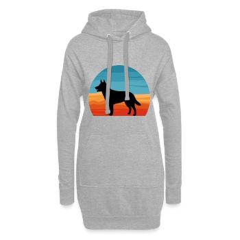 Chien australien Amour Silhouette Rétro Coucher de soleil - Sweat-shirt à capuche long Femme - gris chiné - Devant