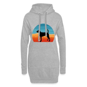 Englisch Foxhound Hund Liebhaber Silhouette Retro Sonnenuntergang - Hoodie-Kleid - Grau meliert - Vorne