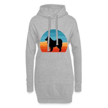 Finlandais Lapphund Dog Lover Silhouette Retro Sunset - Sweat-shirt à capuche long Femme - gris chiné - Devant