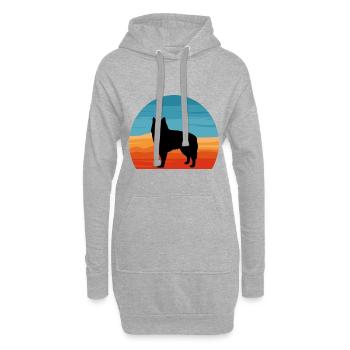 Alaskan Malamute Hundeliebhaber Silhouette Retro Sonnenuntergang - Hoodie-Kleid - Grau meliert - Vorne