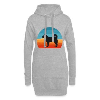 Alaskan Klee Kai Dog Lover Silhouette Retro Sunset - Sweat-shirt à capuche long Femme - gris chiné - Devant