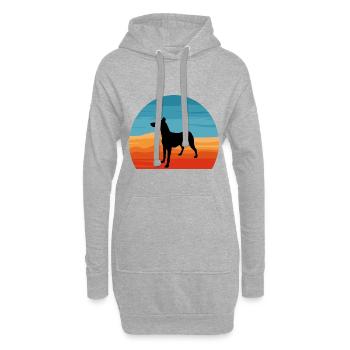 Andalou Chien Chien Amoureux Silhouette Rétro Coucher de Soleil - Sweat-shirt à capuche long Femme - gris chiné - Devant
