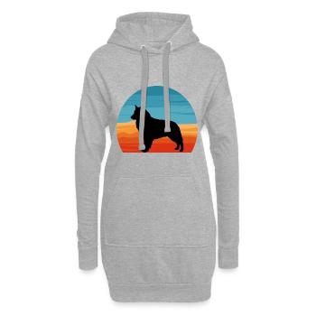 Bohème Berger Chien Amour Silhouette Rétro Coucher de Soleil - Sweat-shirt à capuche long Femme - gris chiné - Devant