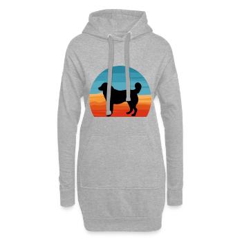Bucovina Berger Chien Amour Silhouette Rétro Coucher de Soleil - Sweat-shirt à capuche long Femme - gris chiné - Devant