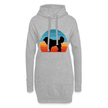 Georgischer Schäferhund Liebe Silhouette Retro Sonnenuntergang - Hoodie-Kleid - Grau meliert - Vorne