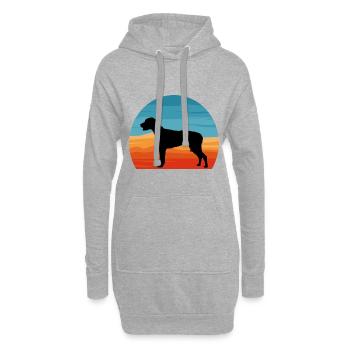American Foxhound Hund Liebe Silhouette Retro Sonnenuntergang - Hoodie-Kleid - Grau meliert - Vorne