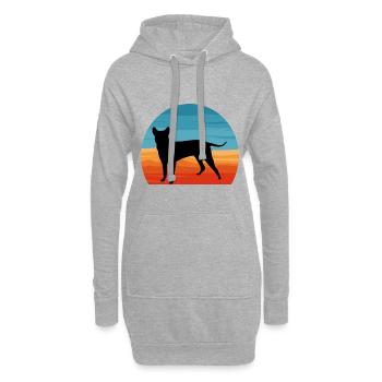 Blau Paul Terrier Hund Liebe Silhouette Retro Sonnenuntergang - Hoodie-Kleid - Grau meliert - Vorne