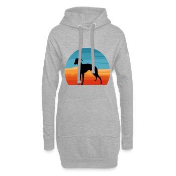 Rampur Greyhound Dog Lover Silhouette Retro Sunset - Sweat-shirt à capuche long Femme - gris chiné - Devant
