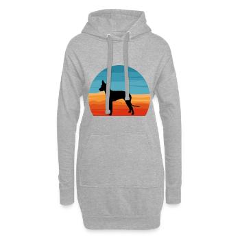 Mexicain Sans Poils Chien Amoureux Silhouette Rétro Coucher de Soleil - Sweat-shirt à capuche long Femme - gris chiné - Devant