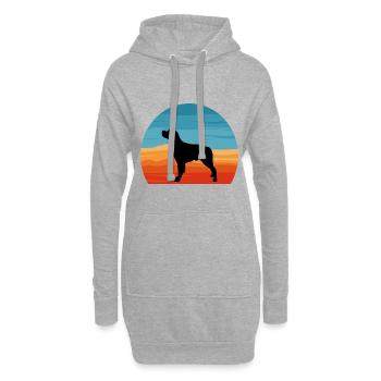 Français Bretagne Chien Amour Silhouette Vintage Coucher de soleil - Sweat-shirt à capuche long Femme - gris chiné - Devant