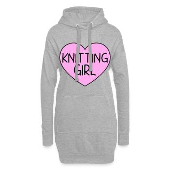 Tricoter Fille Tricoter Dictons Drôle de coeur Amour - Sweat-shirt à capuche long Femme - gris chiné - Devant
