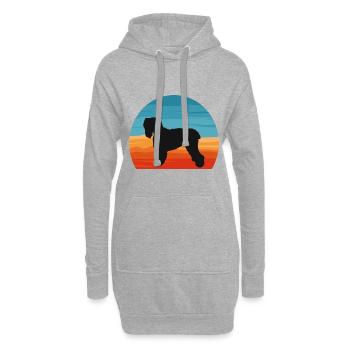 Noir Terrier Russe Chien Silhouette Rétro Coucher de Soleil - Sweat-shirt à capuche long Femme - gris chiné - Devant