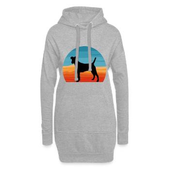 Chilien Fox Terrier Dog Silhouette Rétro Coucher de soleil - Sweat-shirt à capuche long Femme - gris chiné - Devant