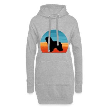 Cao Da Serra De Aires Hund Silhouette Retro Sonnenuntergang - Hoodie-Kleid - Grau meliert - Vorne