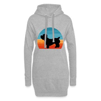 Glen De Imaal Terrier Dog Silhouette Rétro Coucher de Soleil - Sweat-shirt à capuche long Femme - gris chiné - Devant
