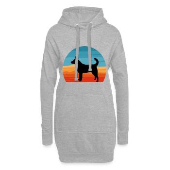 Jindo Dog Silhouette Vintage Sunset for Dog Lovers - Hoodie Dress - heather grey - Front