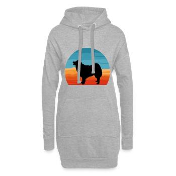 Islandhund Hund Silhouette Retro Sonnenuntergang - Hoodie-Kleid - Grau meliert - Vorne