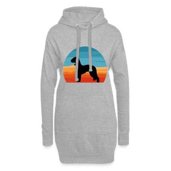 Bedlington Terrier Dog Silhouette Rétro Coucher de soleil - Sweat-shirt à capuche long Femme - gris chiné - Devant