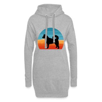 Ostsibirische Laika Hund Silhouette Retro Sonnenuntergang - Hoodie-Kleid - Grau meliert - Vorne