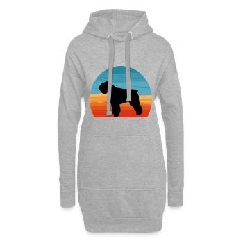 Bouvier Des Flandres Dog Silhouette Retro Coucher de Soleil - Sweat-shirt à capuche long Femme - gris chiné - Devant
