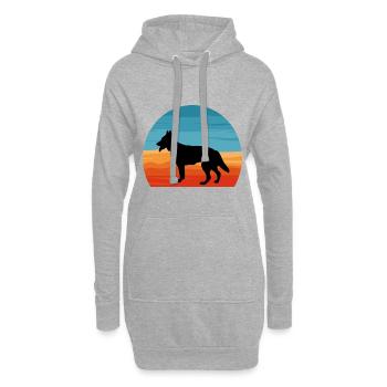Berger Blanc Suisse Dog Silhouette Retro Sunset - Sweat-shirt à capuche long Femme - gris chiné - Devant