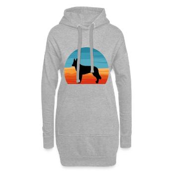 Tschechoslowakischer Wolfshund Hund Silhouette Retro Sonnenuntergang - Hoodie-Kleid - Grau meliert - Vorne