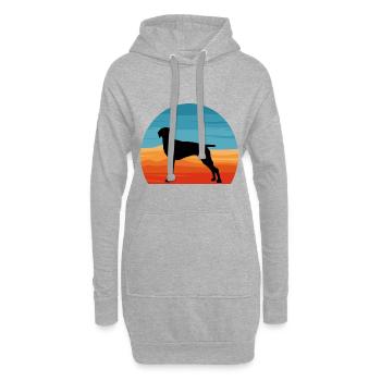 Old Danish Pointer Dog Silhouette Retro Sunset - Hoodie Dress - heather grey - Front