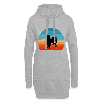 Husky Dog Silhouette Vintage Sunset pour les amoureux des chiens - Sweat-shirt à capuche long Femme - gris chiné - Devant