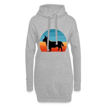 Lancashire Heeler Hund Liebe Silhouette Retro Sonnenuntergang - Hoodie-Kleid - Grau meliert - Vorne