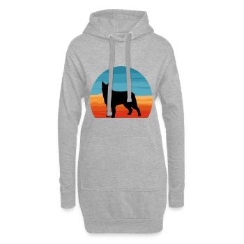 Bouvier Des Ardennes Hund Silhouette Retro Sonnenuntergang - Hoodie-Kleid - Grau meliert - Vorne