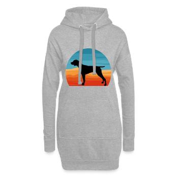 German Shorthaired Pointer Dog Silhouette Retro - Hoodie Dress - heather grey - Front