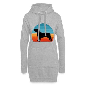 Basset Fauve De Bretagne Hund Silhouette Retro Sonne - Hoodie-Kleid - Grau meliert - Vorne