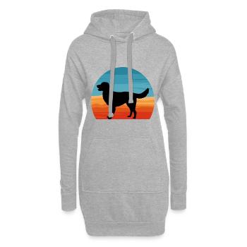 German Longhaired Pointer Dog Silhouette Retro - Hoodie Dress - heather grey - Front