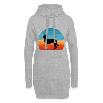 Berger Belge Malinois Chien Silhouette Rétro - Sweat-shirt à capuche long Femme - gris chiné - Devant