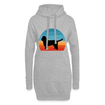 Basset Griffon Vendeen Petit Hund Silhouette Retro - Hoodie-Kleid - Grau meliert - Vorne
